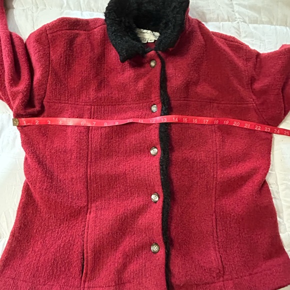 Tasha Polizzi Red Button Front Jacket Coat Faux Fur Mexico Vintage - Picture 3 of 7